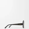 Lunettes de soleil rondes fines Noir