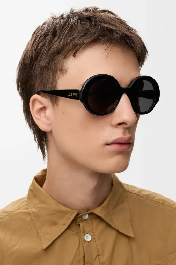 Lunettes de soleil rondes fines Noir