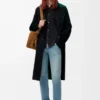 Manteau à capuche en laine et cachemire noir/vert Manteau à capuche en laine et cachemire noir/vert