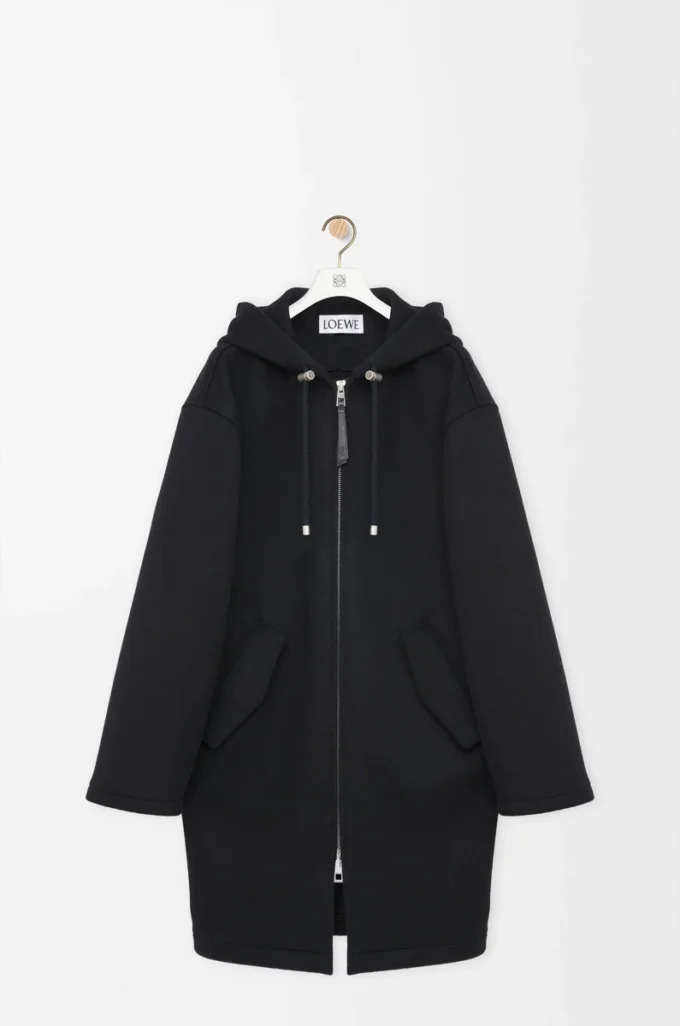 Manteau à capuche en laine Noir Manteau à capuche en laine Noir