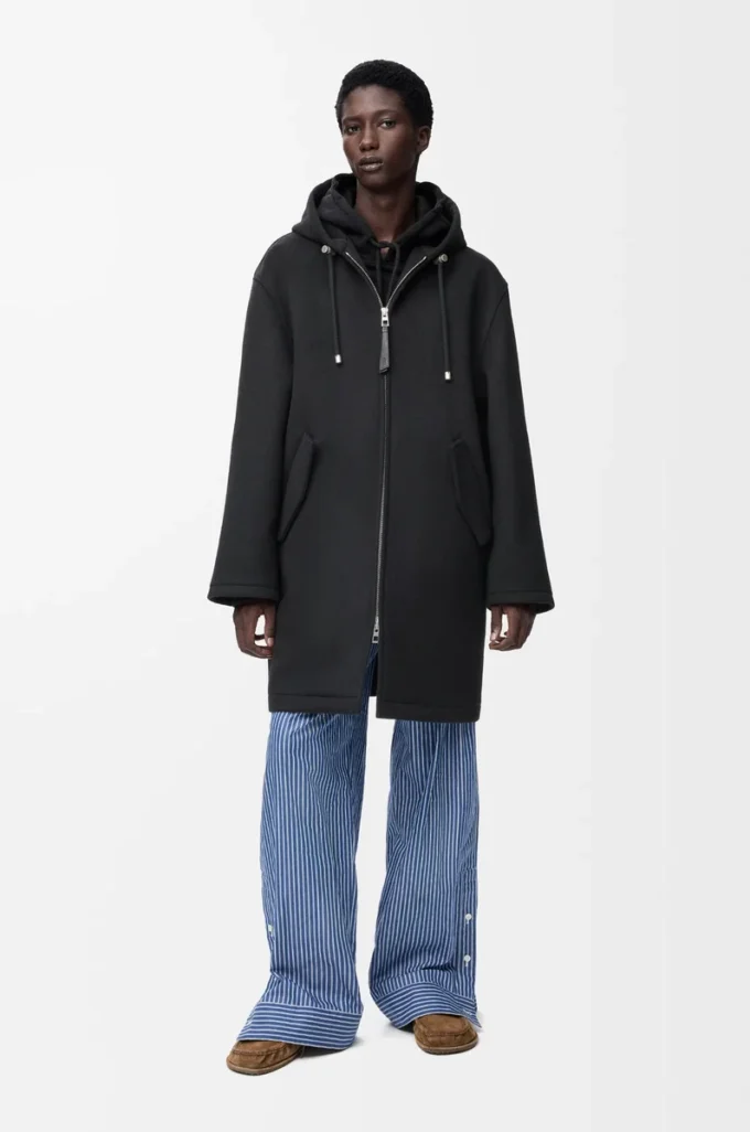 Manteau à capuche en laine Noir Manteau à capuche en laine Noir