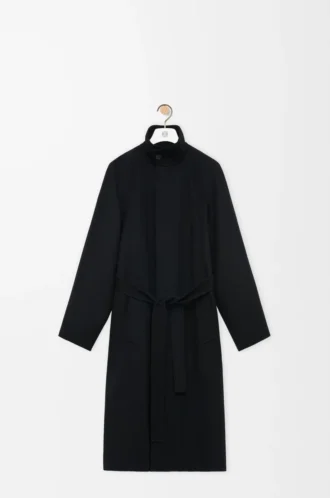 Manteau ceinturé en laine et cachemire Noir
