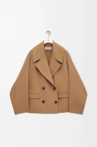 Manteau court en laine Camel