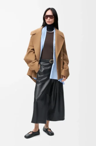 Manteau court en laine Camel
