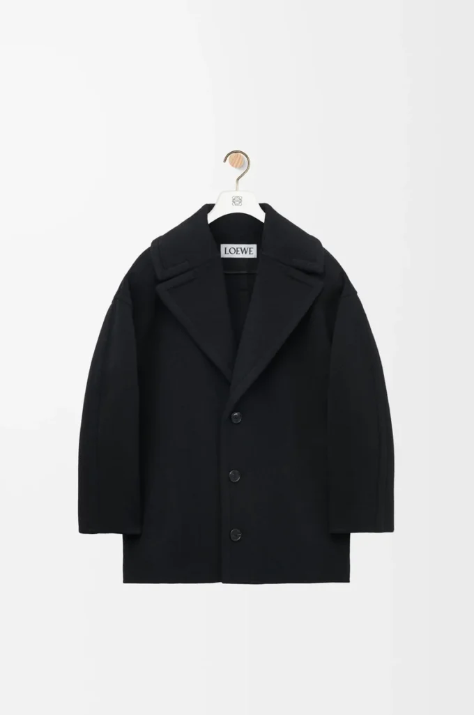 Manteau court en laine Noir
