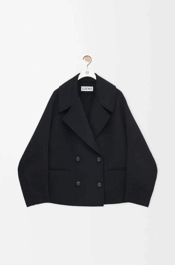 Manteau court en laine Noir