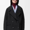 Manteau court en laine Noir