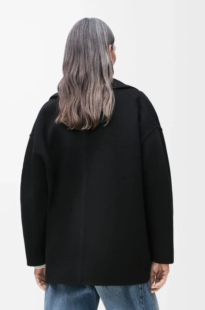 Manteau court en laine Noir