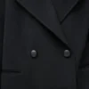 Manteau court en laine Noir