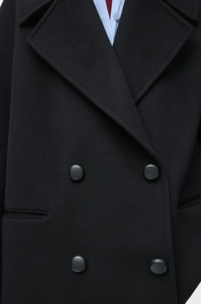 Manteau court en laine Noir