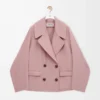 Manteau court en laine rose