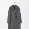 Manteau croisé en laine mélangée Noir/Blanc Manteau croisé en laine mélangée Noir/Blanc