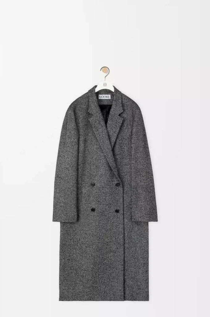 Manteau croisé en laine mélangée Noir/Blanc Manteau croisé en laine mélangée Noir/Blanc