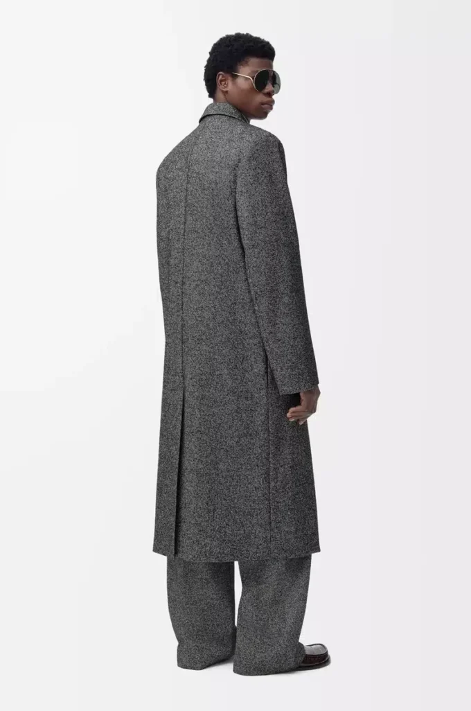 Manteau croisé en laine mélangée Noir/Blanc Manteau croisé en laine mélangée Noir/Blanc