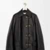 Manteau en cuir d&rsquo;agneau nappa Noir