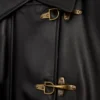 Manteau en cuir d&rsquo;agneau nappa Noir