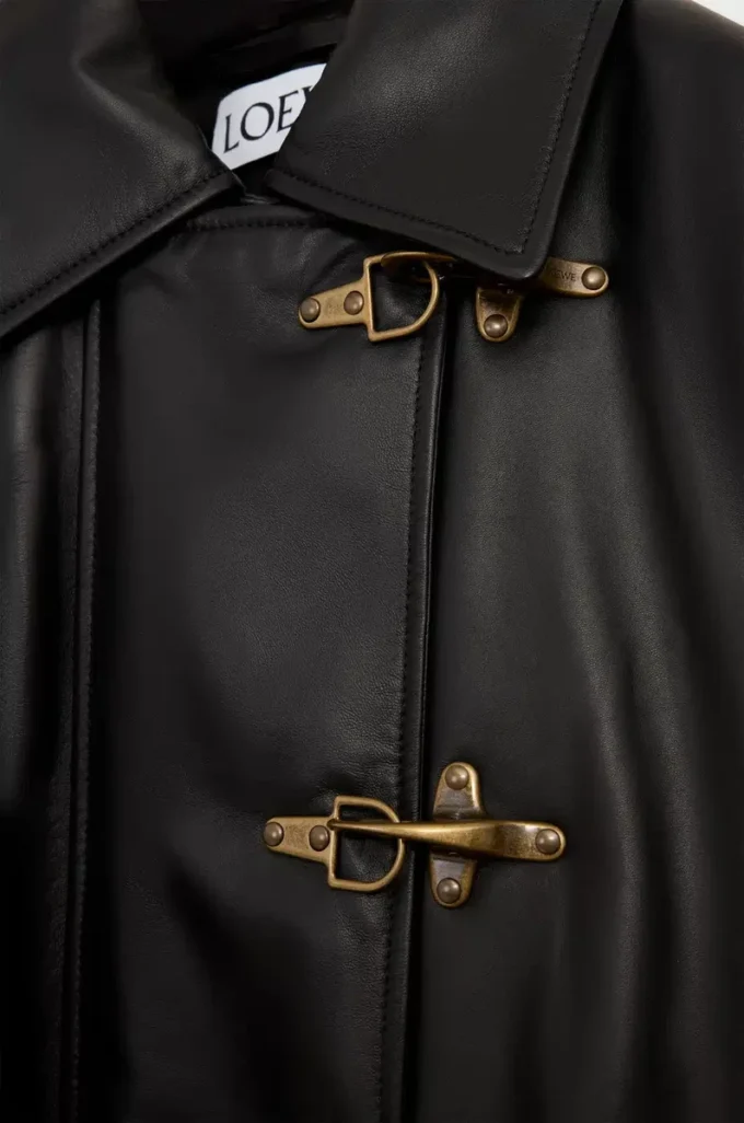 Manteau en cuir d&rsquo;agneau nappa Noir