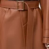 Manteau en cuir d&rsquo;agneau nappa Tan