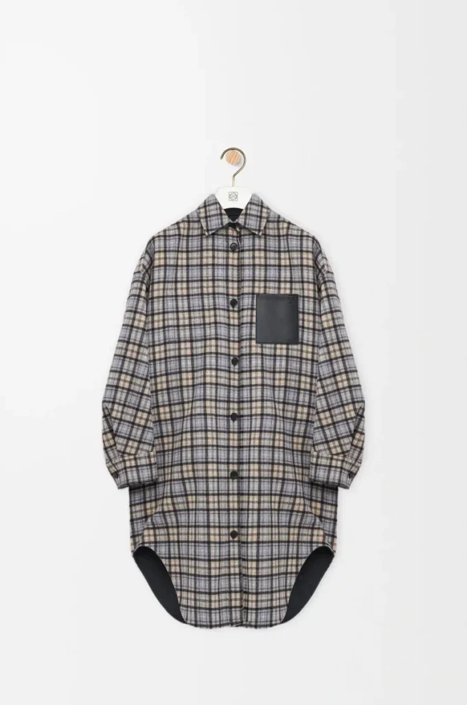 Manteau en laine et cachemire Beige/Gris