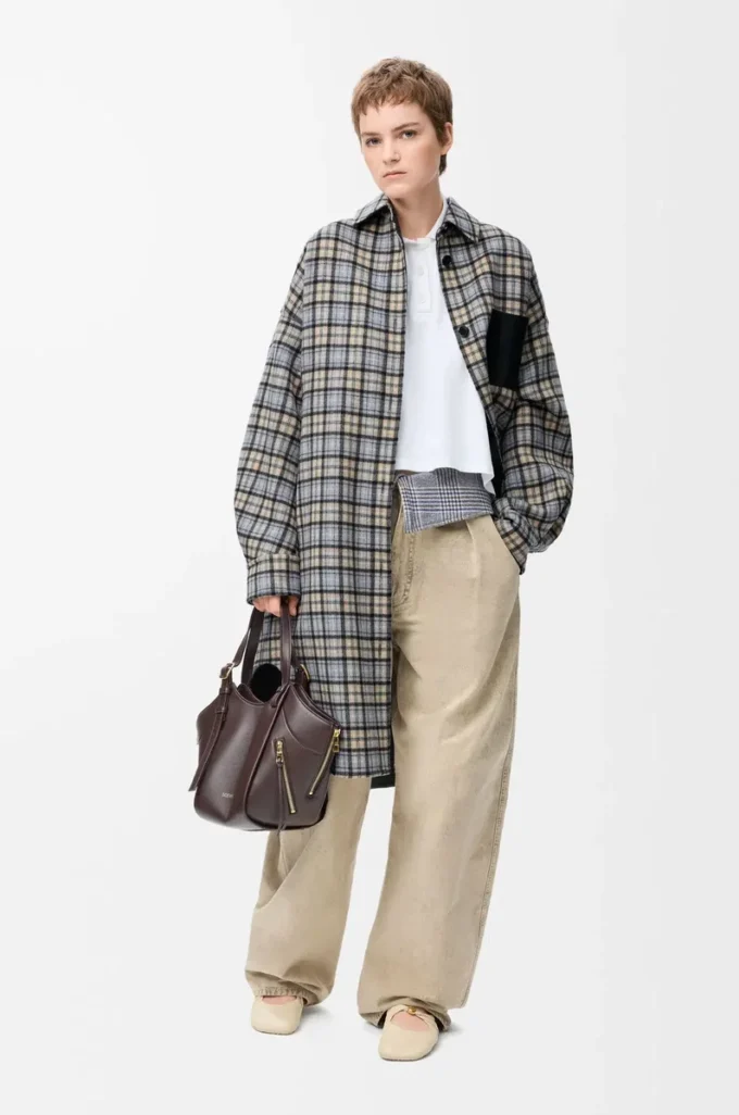 Manteau en laine et cachemire Beige/Gris
