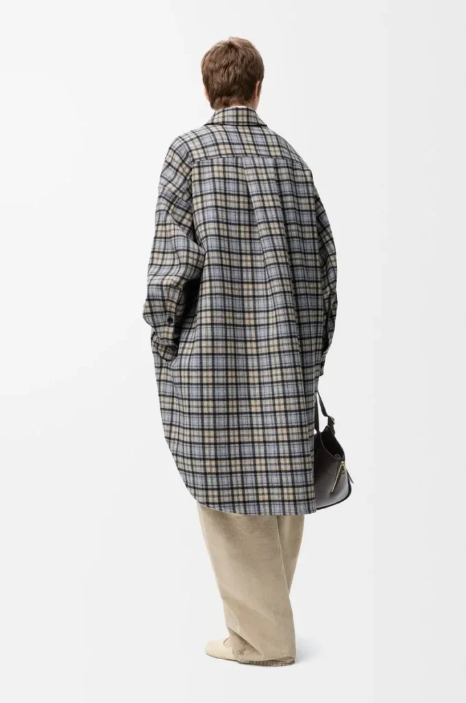 Manteau en laine et cachemire Beige/Gris