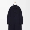 Manteau en laine et cachemire bleu marine/gris