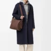 Manteau en laine et cachemire bleu marine/gris