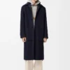 Manteau en laine et cachemire bleu marine/gris