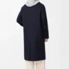 Manteau en laine et cachemire bleu marine/gris