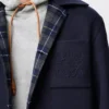 Manteau en laine et cachemire bleu marine/gris