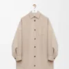 Manteau en laine et cachemire Sandstone/White