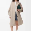 Manteau en laine et cachemire Sandstone/White