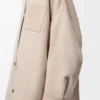 Manteau en laine et cachemire Sandstone/White