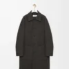 Manteau en laine et soie Kaki/Bleu