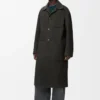 Manteau en laine et soie Kaki/Bleu