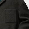 Manteau en laine et soie Kaki/Bleu