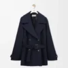 Manteau en laine mélangée bleu marine