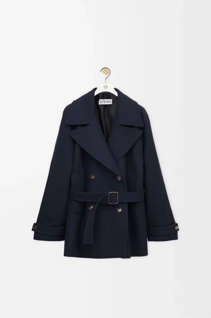 Manteau en laine mélangée bleu marine