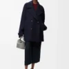 Manteau en laine mélangée bleu marine