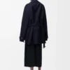 Manteau en laine mélangée bleu marine