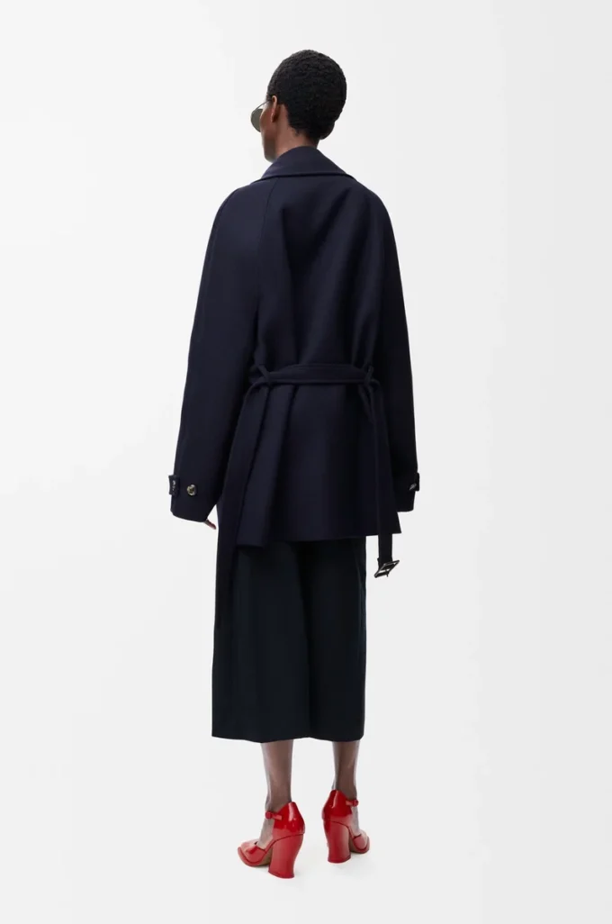 Manteau en laine mélangée bleu marine