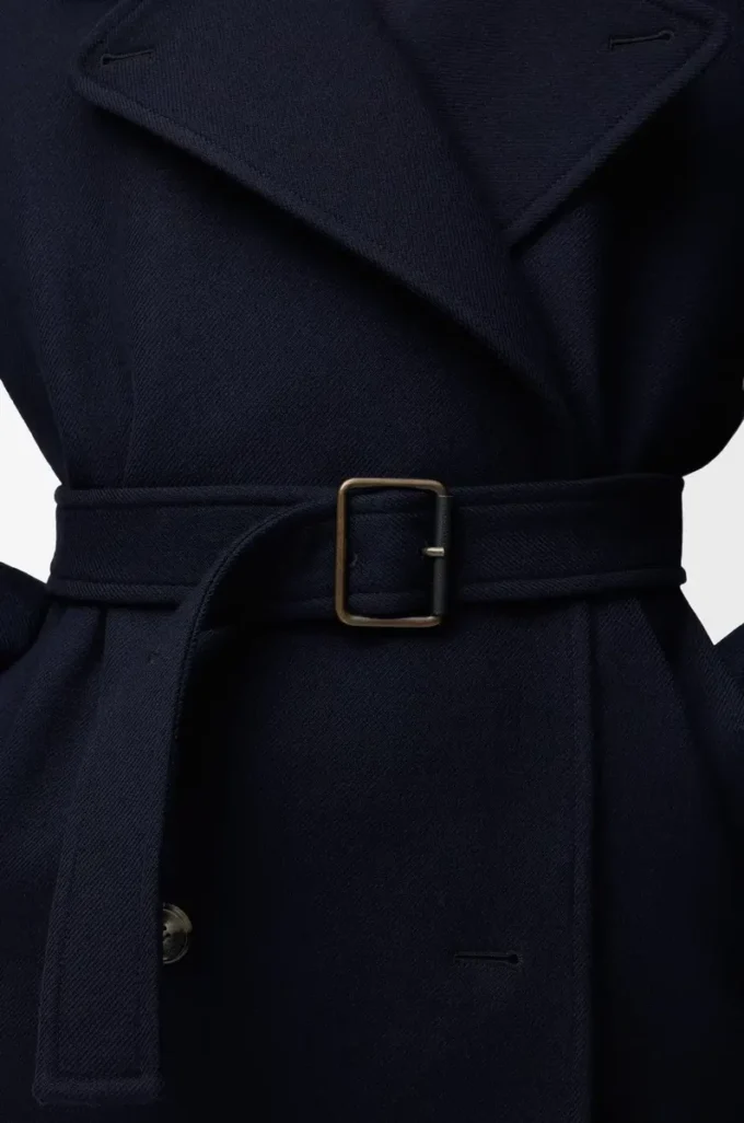 Manteau en laine mélangée bleu marine