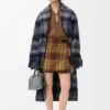 Manteau en mélange de mohair et de laine Bleu/Multicolore