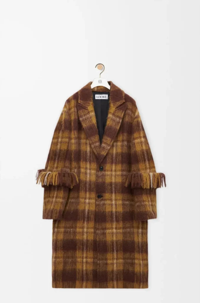 Manteau en mohair et laine mélangés Jaune/Multicolore