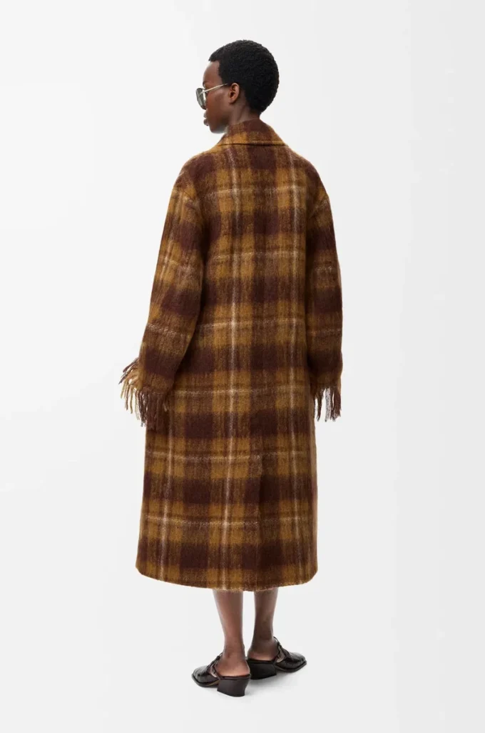 Manteau en mohair et laine mélangés Jaune/Multicolore