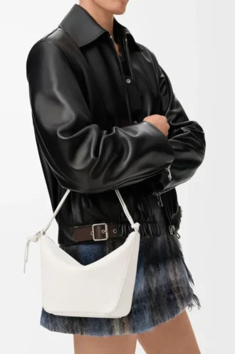 Mini Hammock hobo en cuir de veau classique blanc cassé