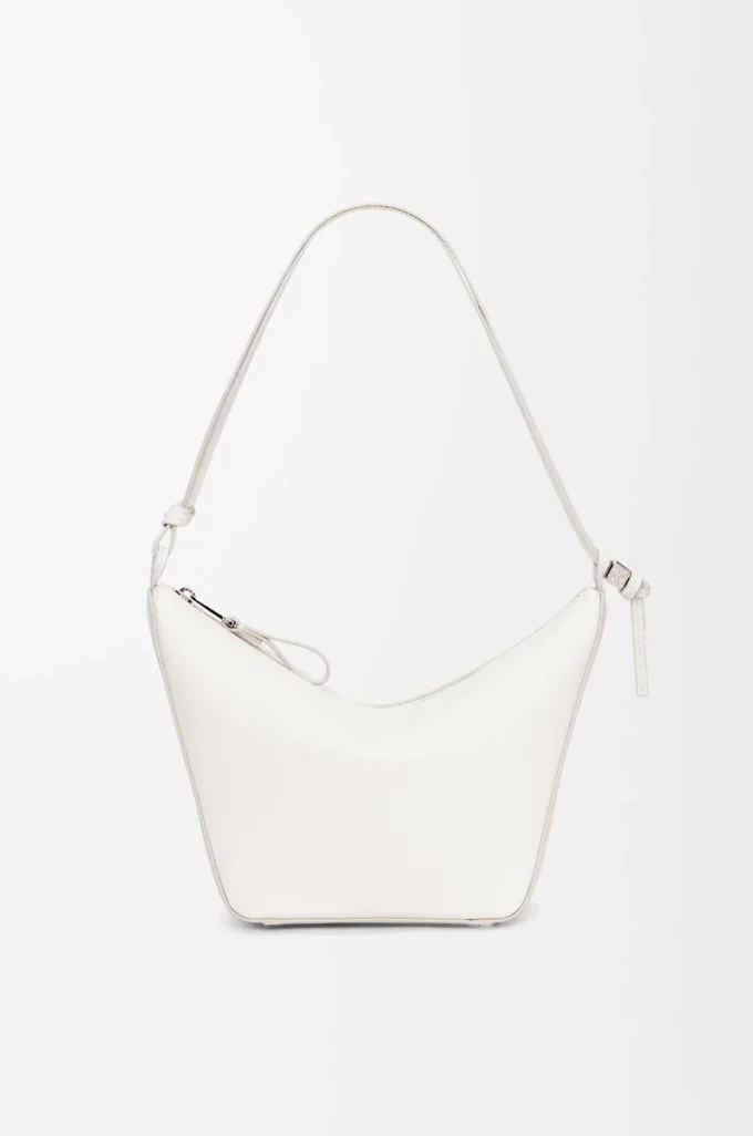 Mini Hammock hobo en cuir de veau classique blanc cassé