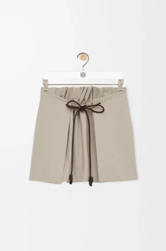 Mini-jupe en coton et soie Beige clair