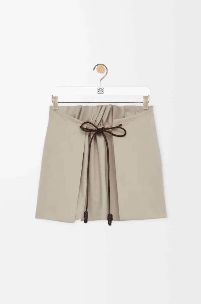 Mini-jupe en coton et soie Beige clair