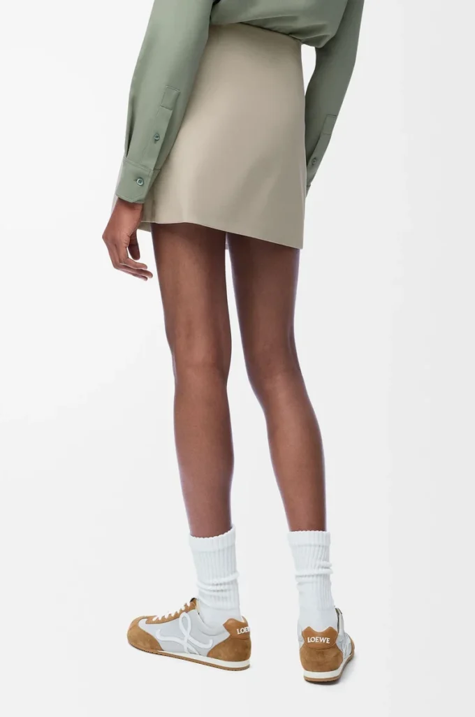 Mini-jupe en coton et soie Beige clair